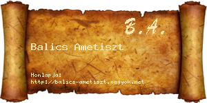 Balics Ametiszt névjegykártya